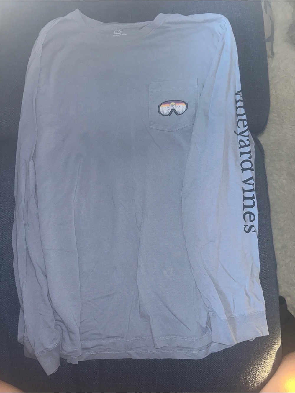 Vineyard Vines Men's Long-Sleeve Pocket Tee - Pale Blue with Pocket Graphic